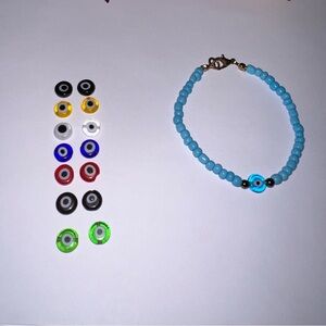 Beaded Evil Eye Bracelet, Custom Made, Super Cute, Choose your Evil Eye Color